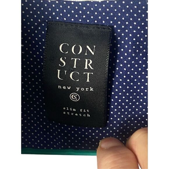 Construct Mens White Blue Floral Print Slim Fit Stretch Short Sleeve Shirt Large - Picture 5 of 6